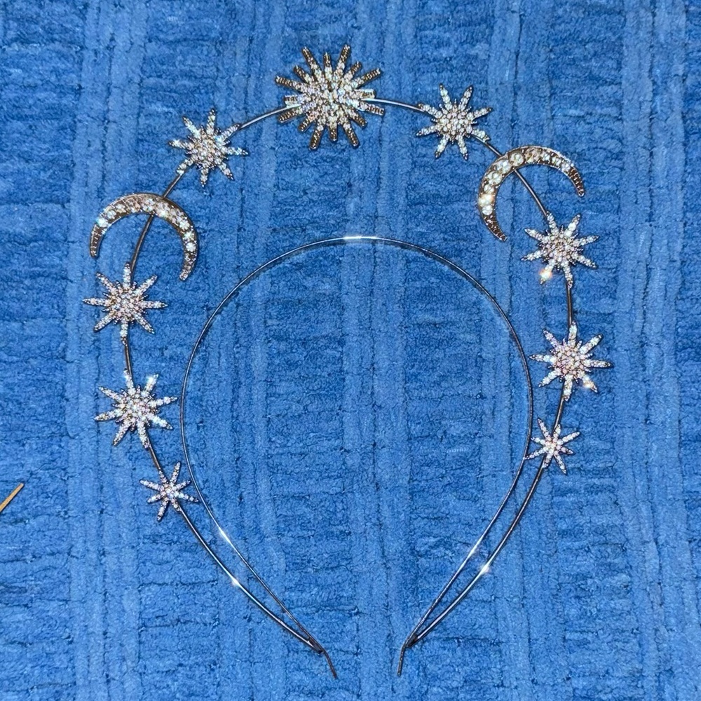 rinestone head crown moon and stars head crown